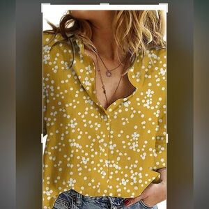 Dokotoo Yellow Floral Button Down Shirt size L